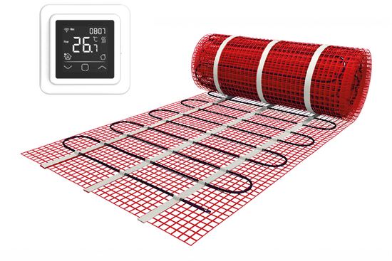 Verwarmingsmat Set 2,5 m² / 375 Watt Set met C16-thermostaat | Wit (inbouw) - afb. 1