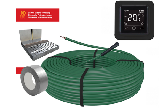 e-HEAT Cable Set 100 m / 1700 Watt Set met C16-thermostaat | Zwart - afb. 2