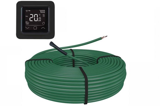 e-HEAT Cable Set 152,9 m / 2600 Watt Set met C16-thermostaat | Zwart - afb. 1