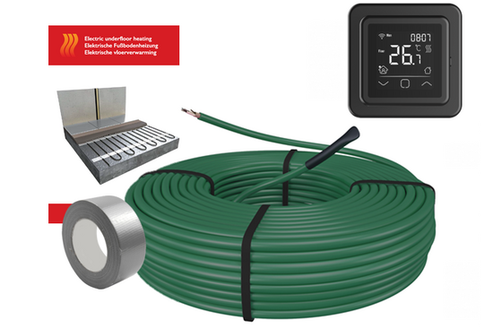 e-HEAT Cable Set 73,5 m / 1250 Watt Set met C16-thermostaat | Zwart - afb. 2