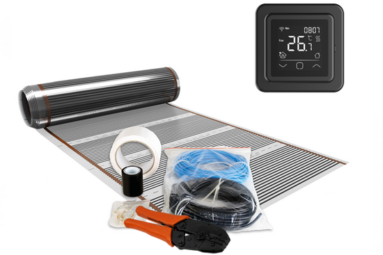 Infrarood Folie Set 20 m² / 2400 Watt Set met C16-thermostaat | Zwart - afb. 1