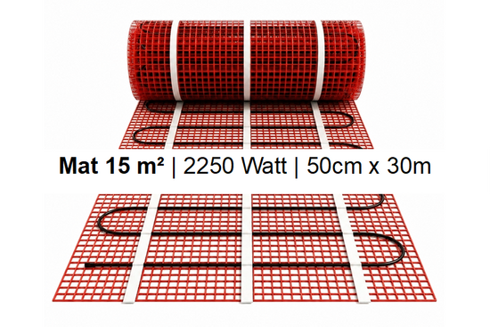 e-HEAT Mat Set met zwarte ET44-thermostaat 15,00 m² / 2250 Watt - afb. 2