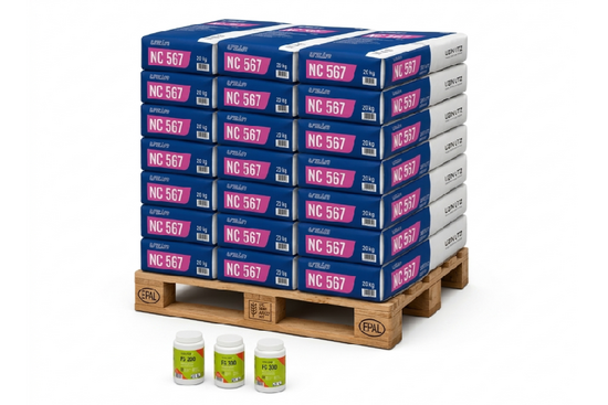 UZIN NC 567 Dunbed mortel-pakket Dekvloermortel, incl. primer | 20 m² - afb. 1