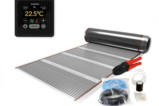Verwarming Folie Set 15 m² / 1800 Watt Set met MRC-thermostaat | Zwart - afb. 1
