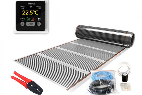 Verwarming Folie Set 5 m² / 600 Watt Set met MRC-thermostaat | Wit - afb. 1
