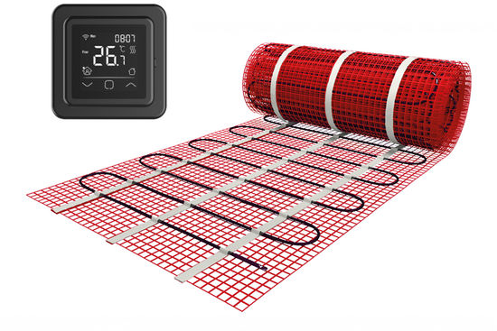 Verwarmingsmat Set 12 m² / 1800 Watt Set met C16-thermostaat | Zwart - afb. 1