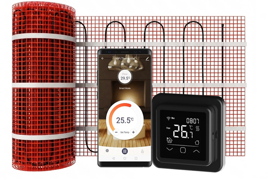 Verwarmingsmat Set Professional WiFi 1m² / 150 Watt Set met C16-thermostaat | Zwart (inbouw) - afb. 1