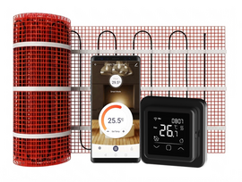 Verwarmingsmat Set Professional WiFi 2,5 m² / 375 Watt Set met C16-thermostaat | Zwart (inbouw)