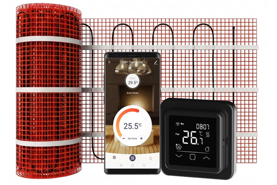 Verwarmingsmat Set Professional WiFi 2,5 m² / 375 Watt Set met C16-thermostaat | Zwart (inbouw) - afb. 1