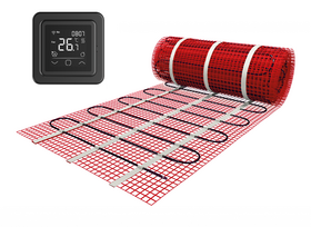 Verwarmingsmat Set 20 m² / 3000 Watt Set met C16-thermostaat | Zwart