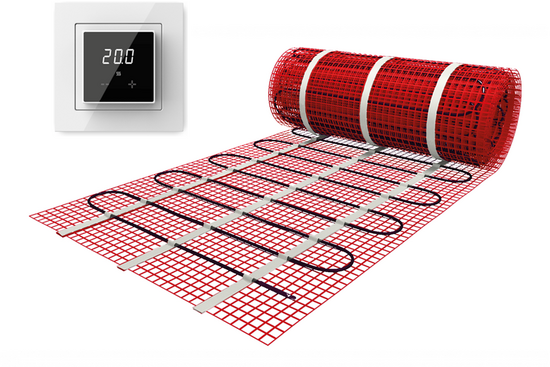 Verwarmingsmat Set 20 m² / 3000 Watt Set met ET44-thermostaat | Wit - afb. 1