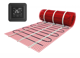 Verwarmingsmat Set 4 m² / 600 Watt Set met C16-thermostaat | Zwart (inbouw)