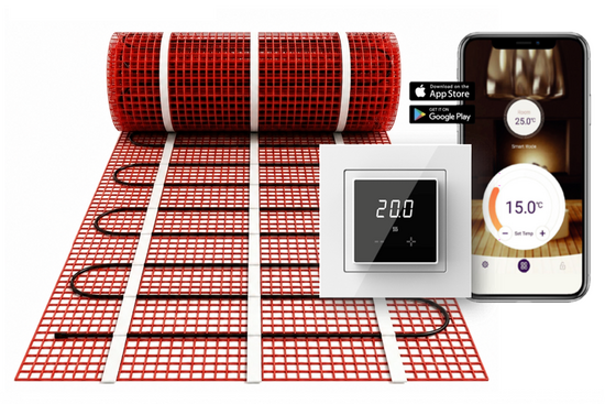 Verwarmingsmat Set Basic WiFi 4 m² / 600 Watt Set met ET44-thermostaat | Wit (inbouw) - afb. 1
