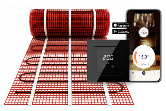 Verwarmingsmat Set Basic WiFi 4 m² / 600 Watt Set met ET44-thermostaat | Zwart (inbouw) - afb. 1