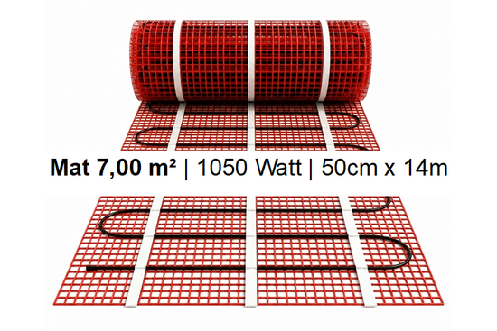 e-HEAT Mat Set met zwarte C16-thermostaat 7,00 m² / 1050 Watt - afb. 2