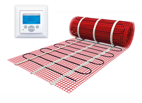 Vloerverwarmingsmat Set  10 m² / 1500 Watt Set met MIC-klokthermostaat | Wit