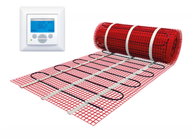 Vloerverwarmingsmat Set 1m² / 150 Watt Set met MIC-klokthermostaat | Wit