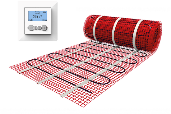 Vloerverwarmingsmat Set Comfort 9 m² / 1350 Watt Set met MIC-klokthermostaat | Wit - afb. 1